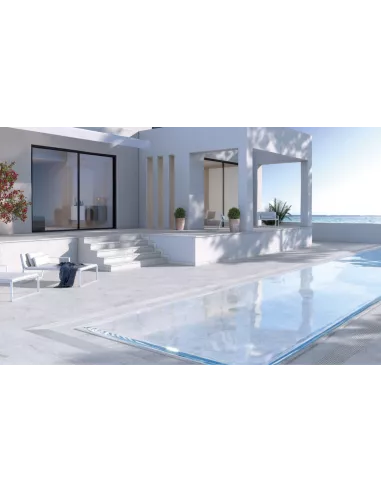 Esquina Rejilla Cerámica para Piscina Serie White Stone. Gresmanc