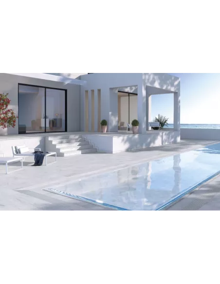 Esquina Rejilla Cerámica para Piscina Serie White Stone. Gresmanc
