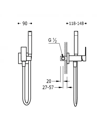 Grifo Inodoro Empotrado Monomando con Ducha  00612301. Opcion Pladur.