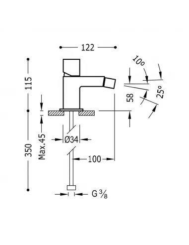 Grifo Monomando Orientable para Bide 00712001 Cuadro-TRES