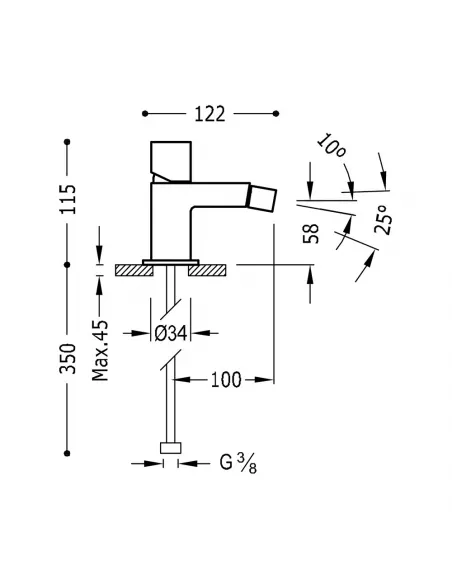 Grifo Monomando Orientable para Bide 00712001 Cuadro-TRES