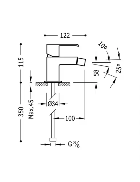 Grifo Monomando Orientable para Bide 00612001 Cuadro-TRES