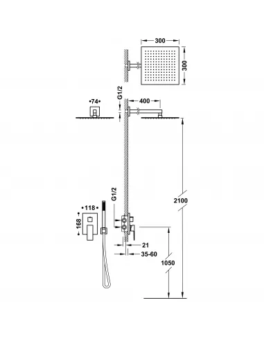 Kit Grifo Ducha Empotrado 2 vías 00628004 Rapid-Box - Cuadro-TRES