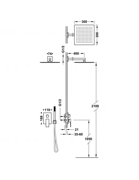 Kit Grifo Ducha Empotrado 2 vías 00628004 Rapid-Box - Cuadro-TRES