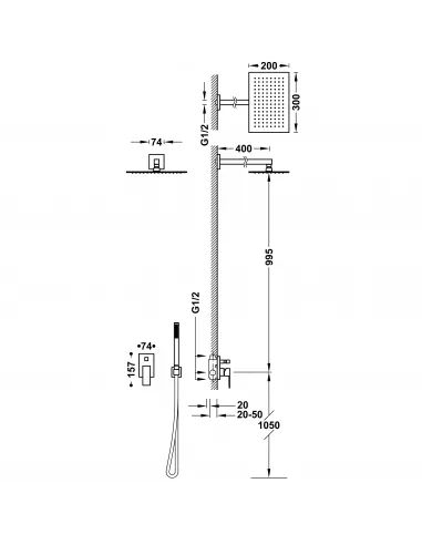Kit Grifo Ducha Empotrado 2 vías 00698003 Rapid-Box - Cuadro-TRES