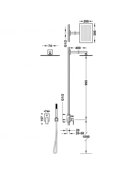 Kit Grifo Ducha Empotrado 2 vías 00698003 Rapid-Box - Cuadro-TRES