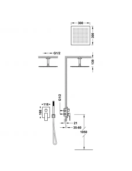 Kit Grifo Ducha Empotrado 2 vías 00628003 Rapid-Box - Cuadro-TRES