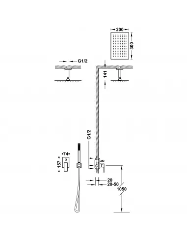 Kit Grifo Ducha Empotrado 2 vías 00618081 Rapid-Box - Cuadro-TRES