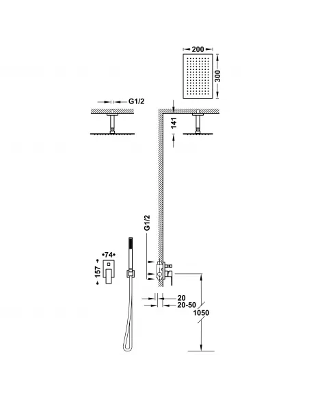 Kit Grifo Ducha Empotrado 2 vías 00618081 Rapid-Box - Cuadro-TRES