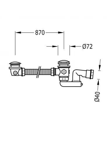 Valvula de Desagüe con Rebosadero y Toma de Drenaje 134445 TRES