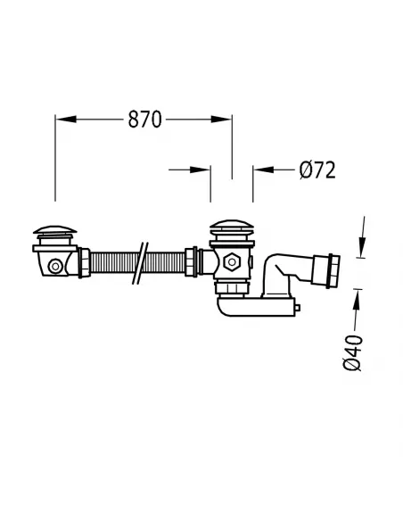 Valvula de Desagüe con Rebosadero y Toma de Drenaje 134445 TRES