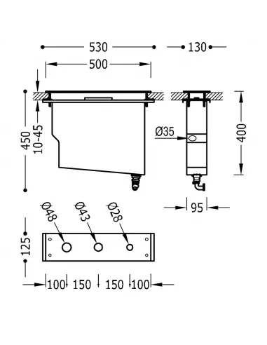 Deposito para Griferia de Borde de Bañera 106245 TRES