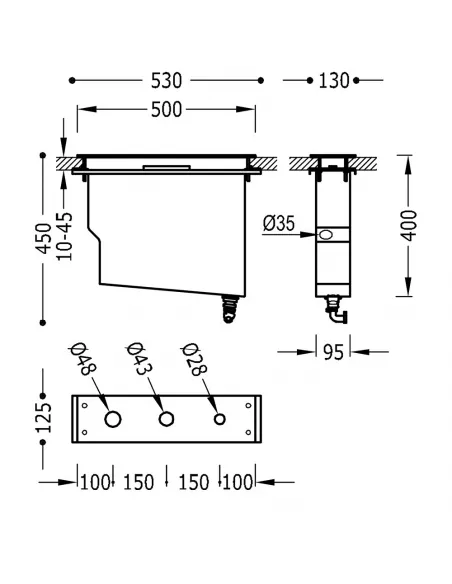 Deposito para Griferia de Borde de Bañera 106245 TRES