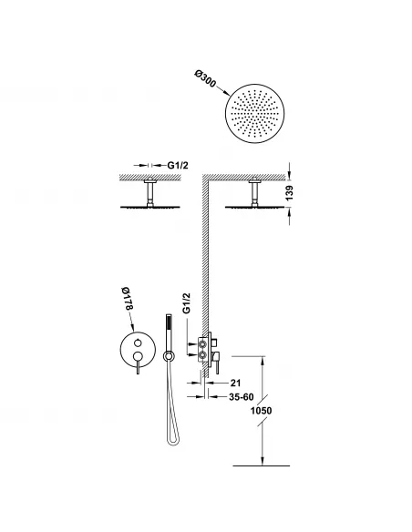 Kit Grifo Empotrado Rapid-Box Ducha a Techo 26228003 Study Exclusive