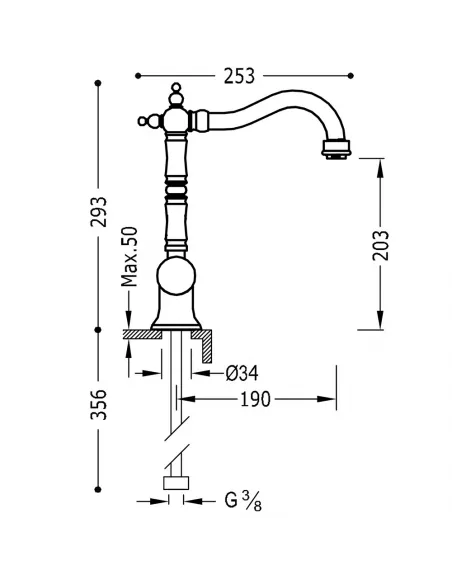Grifo Monomando con Maneta Lateral para Lavabo 24210801 Clasic TRES
