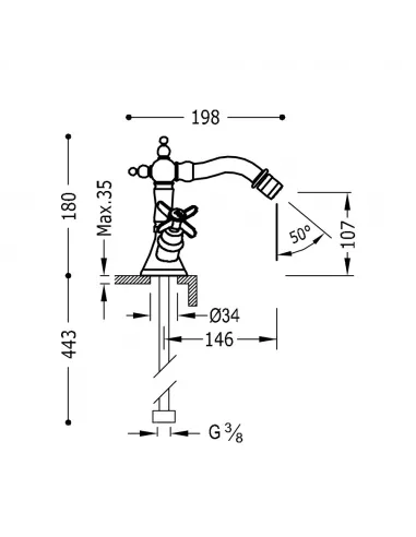 Grifo Bimando para Bide 24212202 Clasic TRES
