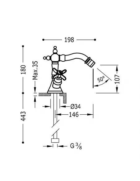 Grifo Bimando para Bide 24212202 Clasic TRES