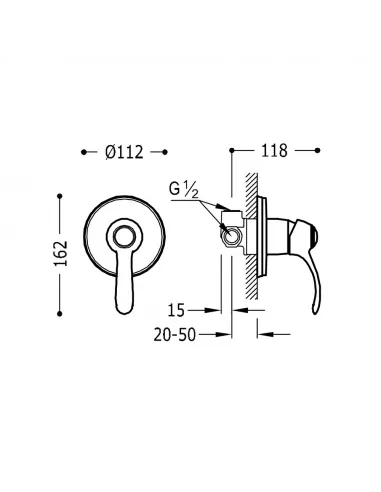 Grifo Monomando Empotrado de 1 vía para Ducha 24217701 Clasic TRES