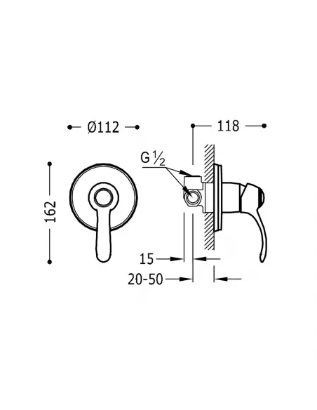 Grifo Monomando Empotrado de 1 vía para Ducha 24217701 Clasic TRES