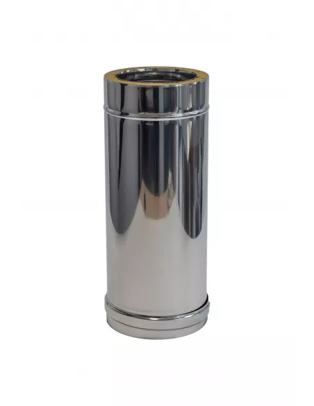 Tubo de Pellet Doble Pared Inox Plata 0.25m de 80 mm