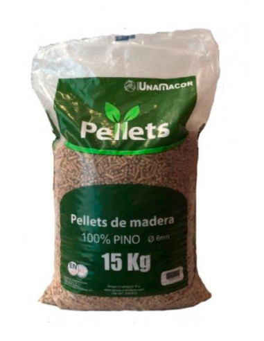 Saco pellet 15 kg. Certificado EN-Plus A1 Pino sin corteza