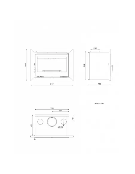 Hogar de Leña Insertable y Canalizable I-180 de FM