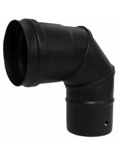 Codo acero vitrificado negro a 90º para estufa de pellet.