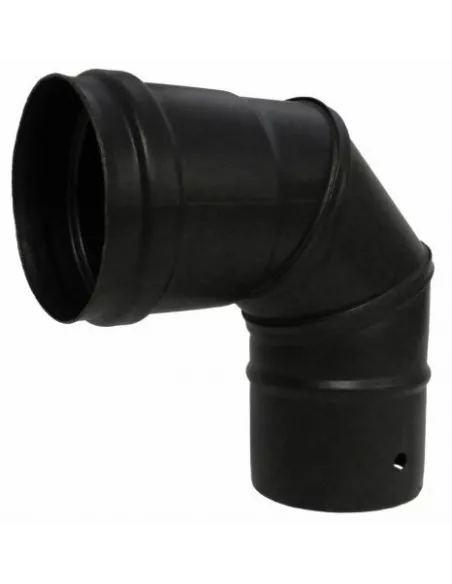 Codo acero vitrificado negro a 90º para estufa de pellet.