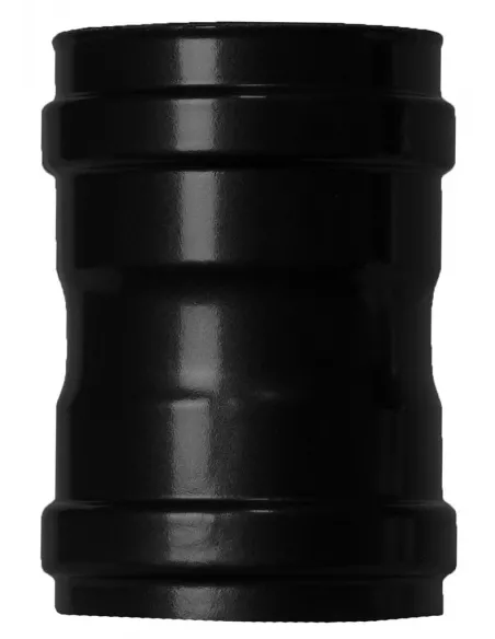 Manguito hem-hem acero vitrificado negro para tubos de pellet 80mm