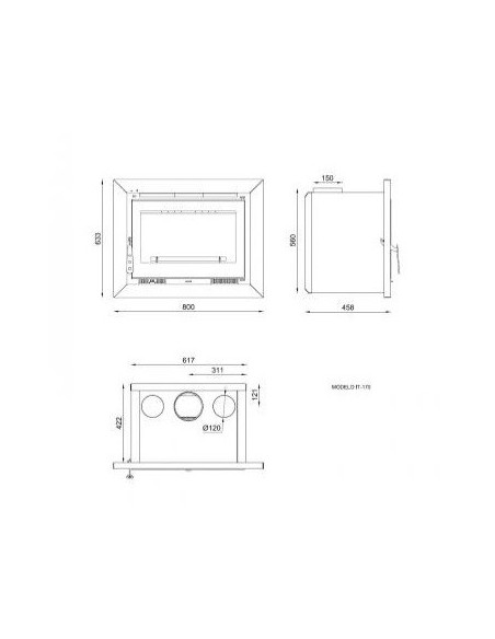 Chimenea de Leña Insertable de Fundición con Turbina IT-170F-FM