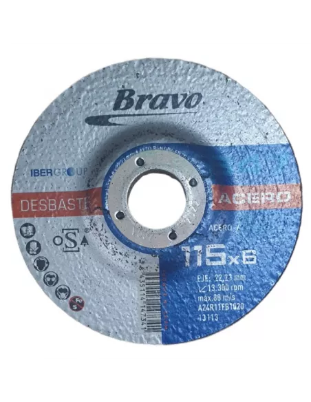 DISCO DESBASTE 115x6 METAL ACERO BRAVO