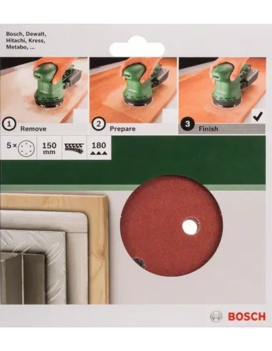 HOJA LIJA AUTOADHESIVA 150MM GRANO 180