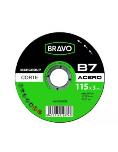 DISCO ABRASIVO 115X3 CORTE METAL ACERO BRAVO