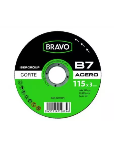 DISCO ABRASIVO 115X3 CORTE METAL ACERO BRAVO