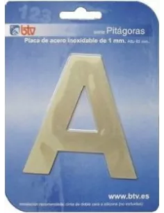 LETRAS Y NUMEROS PITAGORAS ACERO INOX. 8,5CM "A"