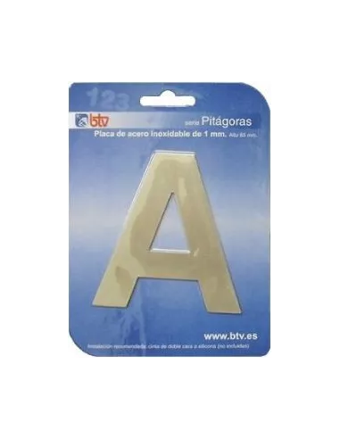 LETRAS Y NUMEROS PITAGORAS ACERO INOX. 8,5CM "A"