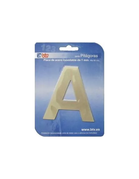 LETRAS Y NUMEROS PITAGORAS ACERO INOX. 8,5CM "A"