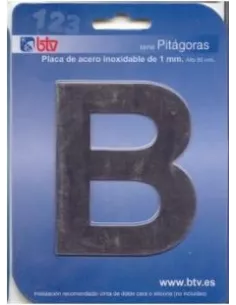 LETRAS Y NUMEROS PITAGORAS ACERO INOX. 8,5CM "B"