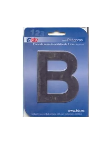 LETRAS Y NUMEROS PITAGORAS ACERO INOX. 8,5CM "B"