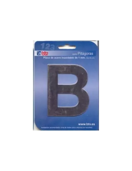 LETRAS Y NUMEROS PITAGORAS ACERO INOX. 8,5CM "B"