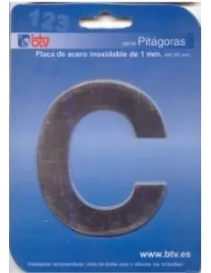 LETRAS Y NUMEROS PITAGORAS ACERO INOX. 8,5CM "C"