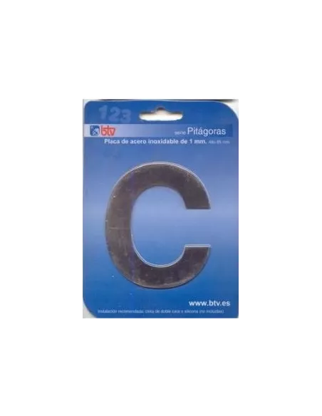 LETRAS Y NUMEROS PITAGORAS ACERO INOX. 8,5CM "C"