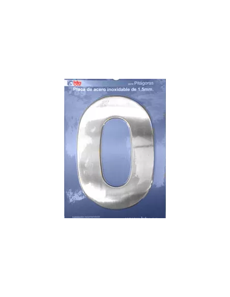 LETRAS Y NUMEROS PITAGORAS ACERO INOX. 15,5CM "0"