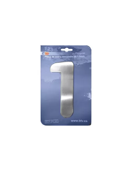 LETRAS Y NUMEROS PITAGORAS ACERO INOX. 15,5CM "1"