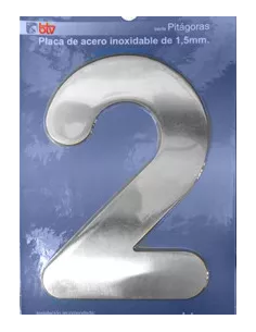 LETRAS Y NUMEROS PITAGORAS ACERO INOX. 15,5CM "2"