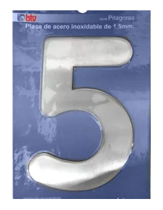LETRAS Y NUMEROS PITAGORAS ACERO INOX. 15,5CM "5"