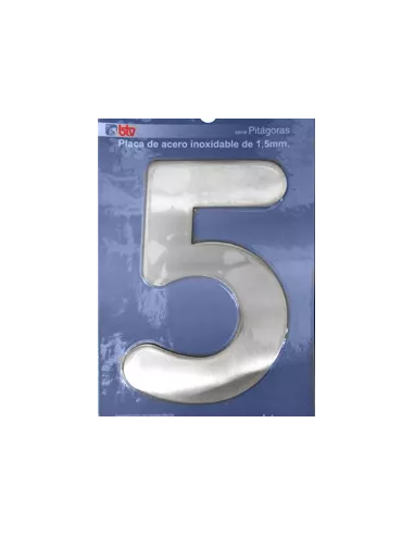 LETRAS Y NUMEROS PITAGORAS ACERO INOX. 15,5CM "5"