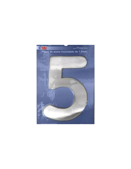 LETRAS Y NUMEROS PITAGORAS ACERO INOX. 15,5CM "5"