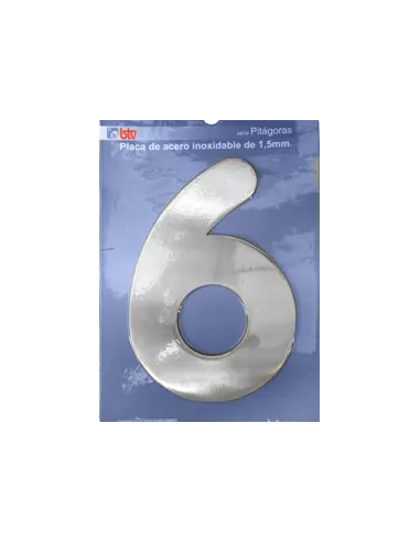 LETRAS Y NUMEROS PITAGORAS ACERO INOX. 15,5CM "6"