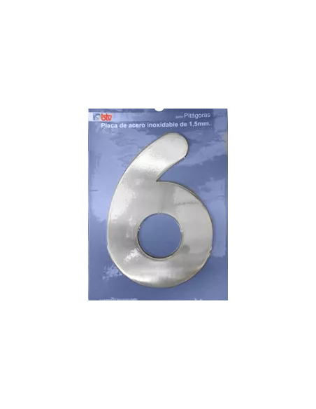 LETRAS Y NUMEROS PITAGORAS ACERO INOX. 15,5CM "6"